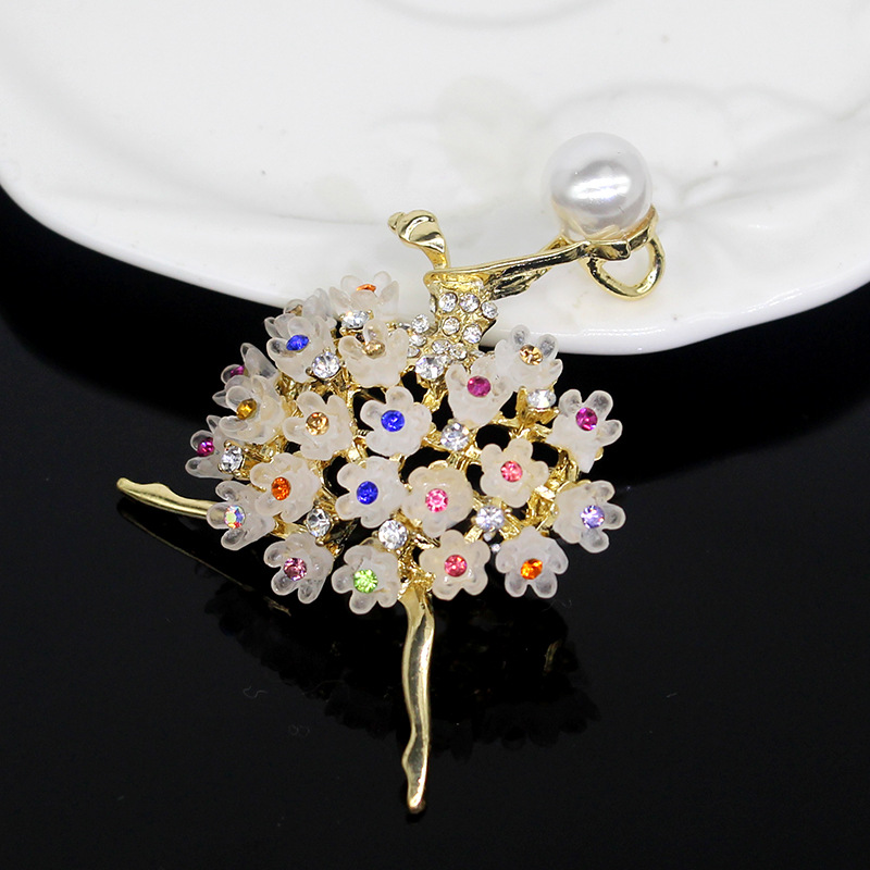 韩国新款高档珍珠胸针时尚风胸花水钻个性丝巾扣蝴蝶别针批发详情37