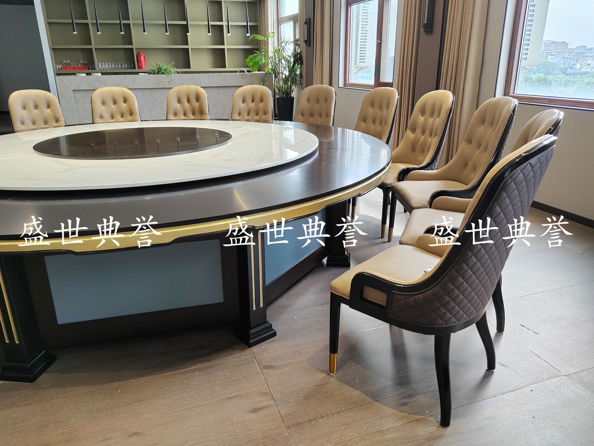 Solid wood dining tables and chairs for Changsha International Hotel, light luxury dining chairs for seafood restaurant private rooms, and white wax wood chairs for company clubs pic 6
