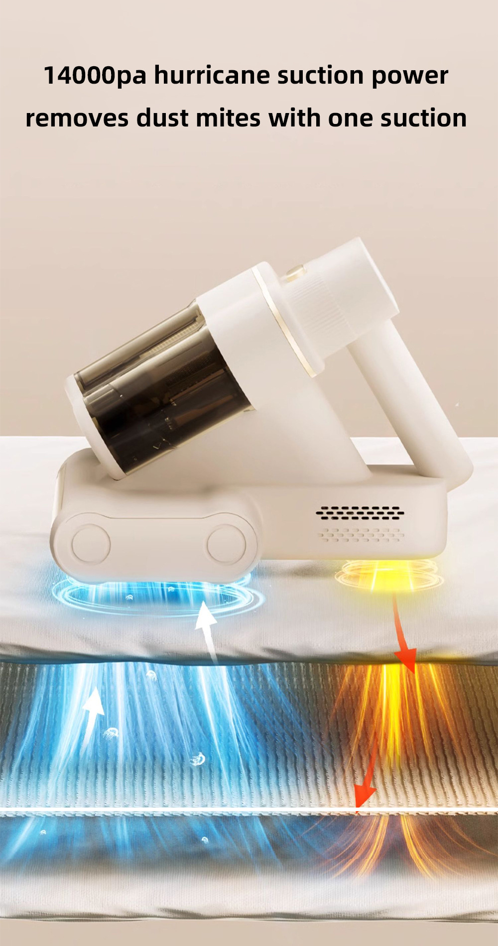 Double roller brush mite remover, a mite removal wonder, a large household vacuum cleaner for bed removal, ultrasonic and ultraviolet sterilization power purification pic 12