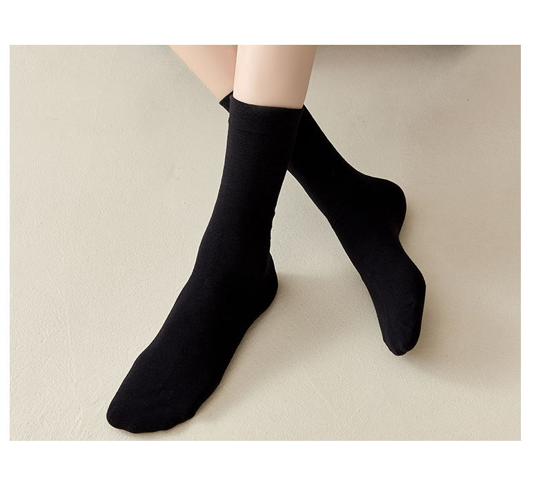 白色袜子女春款纯棉秋天月子中筒袜ins潮纯色日系堆堆袜长袜夏天详情11