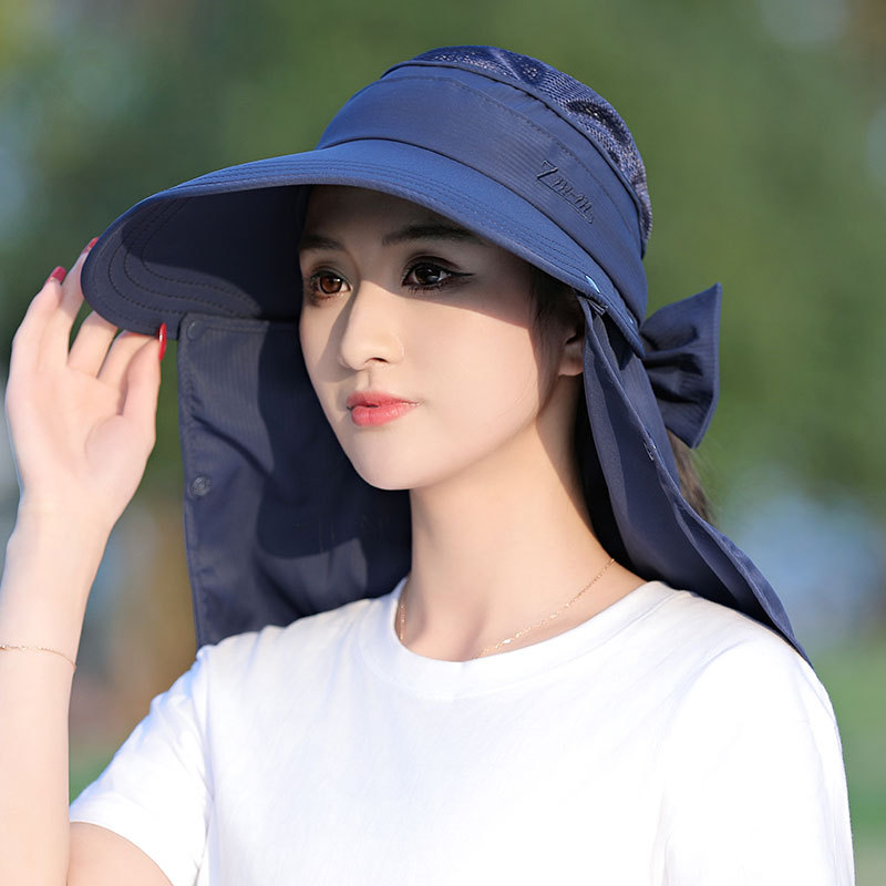 多功能可拆卸遮阳帽子女士夏季大沿防晒沙滩渔夫帽多种戴法采茶帽详情14