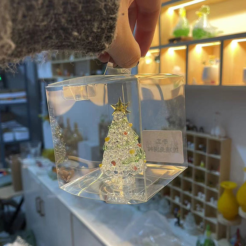 圣诞节礼物拉丝圣诞树淄博琉璃工艺品玻璃制品桌面摆件手工装饰灯详情29