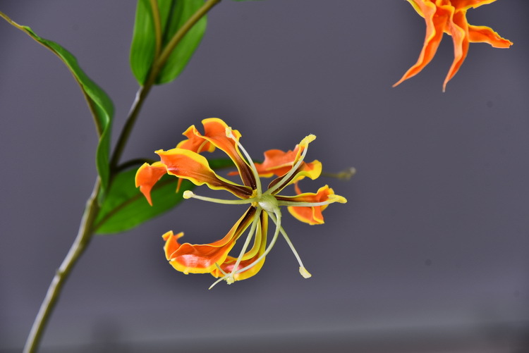 Lanjin artificial Plant Long Branch 3-head Jialan Flame Lily, high-end artificial flower, artificial flower, artificial flame lily, strange lily, home decoration pic 37