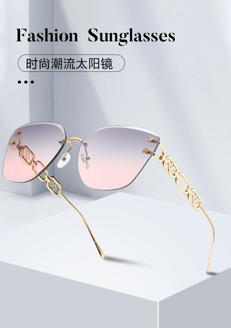 New square frameless sunglasses sold directly by the manufacturer in 2023: Fashionable sunshade for women and sun protection for men, retro and personalized sunglasses pic 1