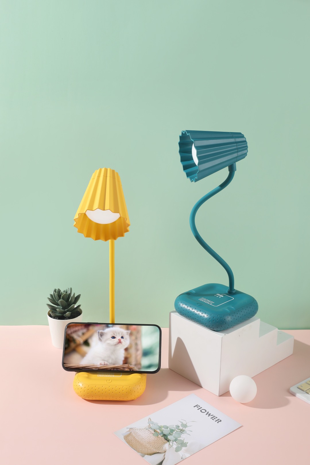Ice cream led charging eye-protecting lamp, mobile phone stand, desk lamp, desk for study, student dormitory, dual-purpose charging and plugging, reading, bedroom bedside lamp, touch multi-color desk lamp pic 3