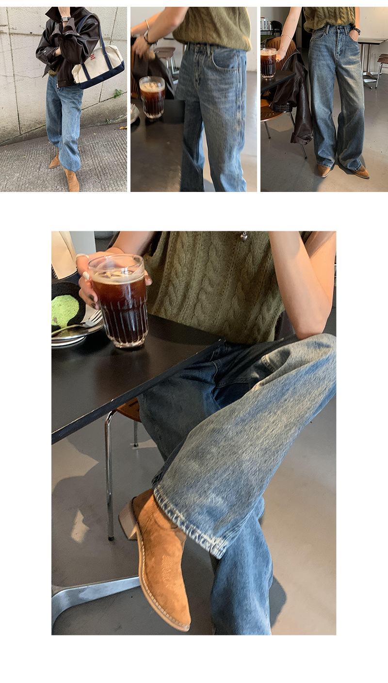 誉一休闲牛仔裤女2024春季ins韩系复古宽松垂坠感阔腿裤子女A9038详情14