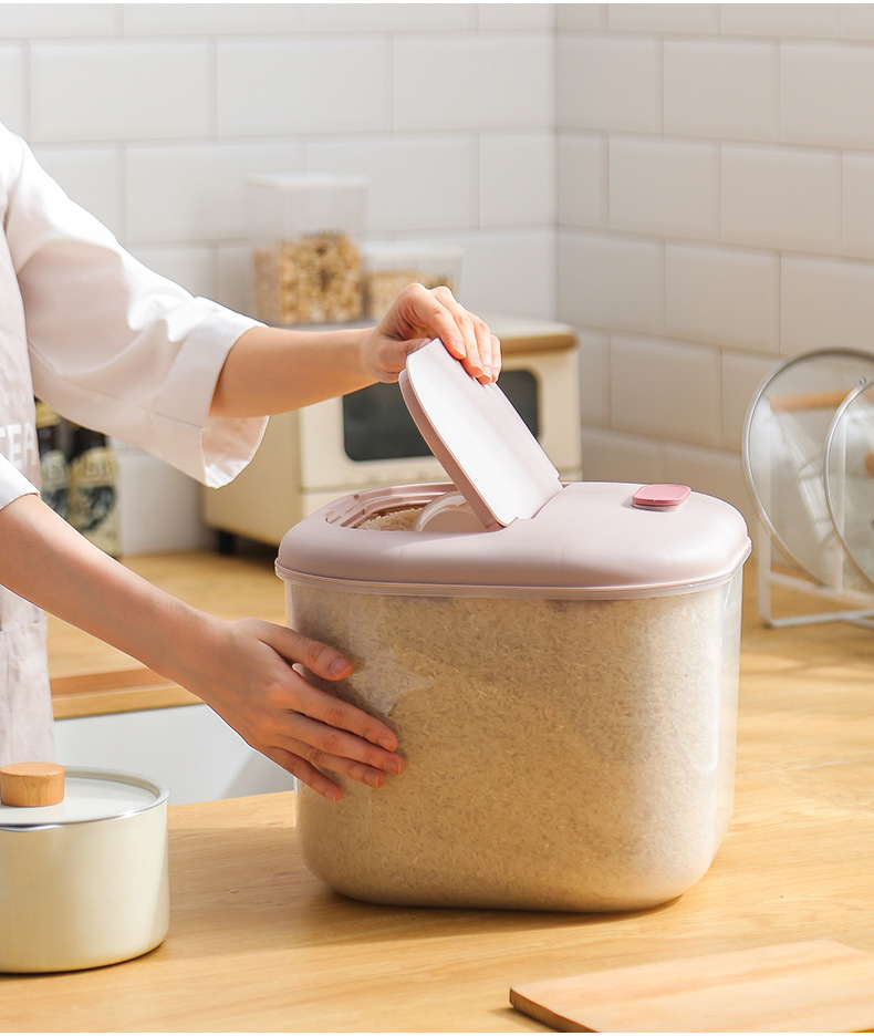 Rice bucket kitchen moisture-proof 20-jin plastic rice jar storage box, 12-jin insect-proof rice flour storage box, rice box, 01012-337 pic 18