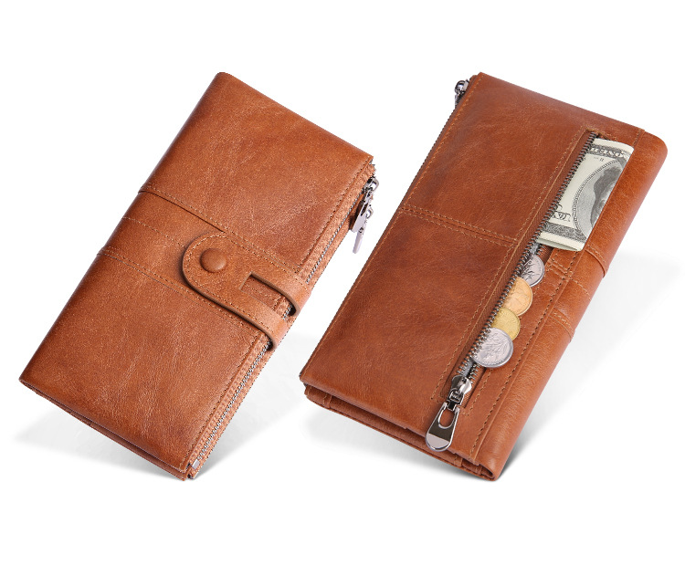 复古真皮女士钱包 韩版时尚手机包头层牛皮rfid长款钱包 purse详情31