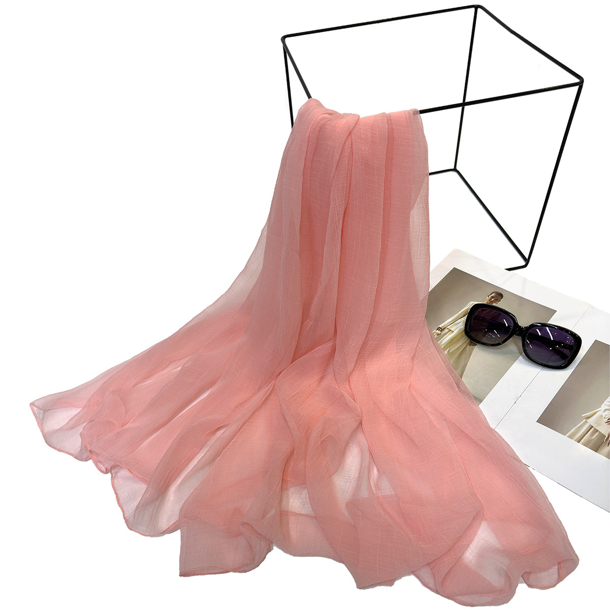 新款欧美出口纯色夏季防晒丝巾沙滩巾披肩 工厂批发定 制详情5