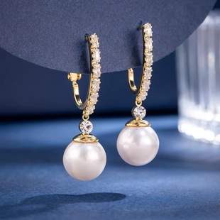 长款流苏耳环女2022年新款潮镶锆珍珠耳坠轻奢风气质高级时尚耳钉详情2