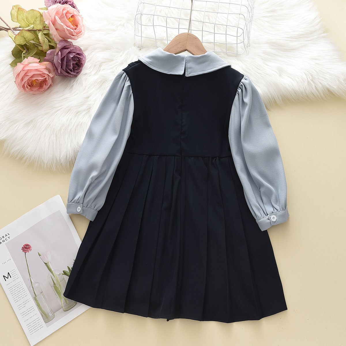 女童公主裙学院风秋季新款裙子衬衫儿童2024假两件连衣裙幼儿园详情2