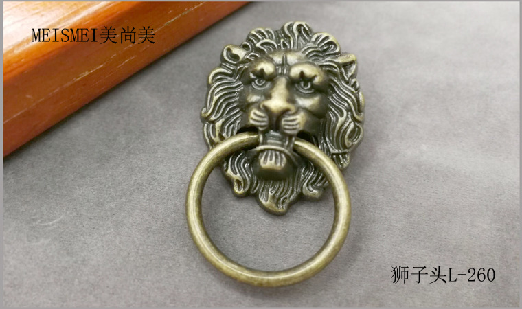 Decorative door knocker with animal head, old-fashioned animal head, retro lion head door knocker, blue and red ancient copper handle, Chinese qilin from the Ming and Qing dynasties pic 6