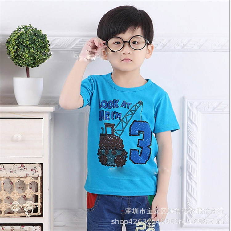 Summer Korean short-sleeved T-shirts for small and medium-sized children are being cleared out for export to Southeast Asia pic 24