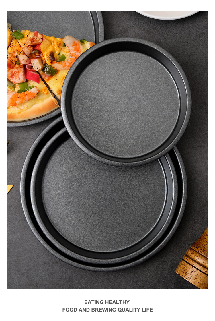 6-inch, 8-inch, 9-inch, 10-inch, 12-inch carbon steel pizza baking trays, non-stick aluminum alloy thickened and deepened pizza trays pic 19