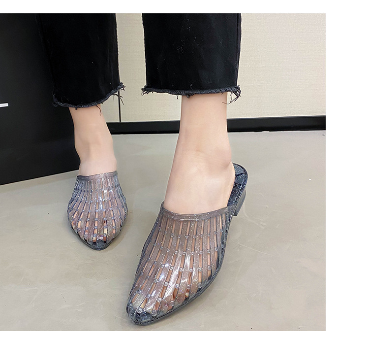 水晶凉鞋女款夏季外穿2024新款坡跟果冻鞋夏天洞洞鞋厚底透明女鞋详情13