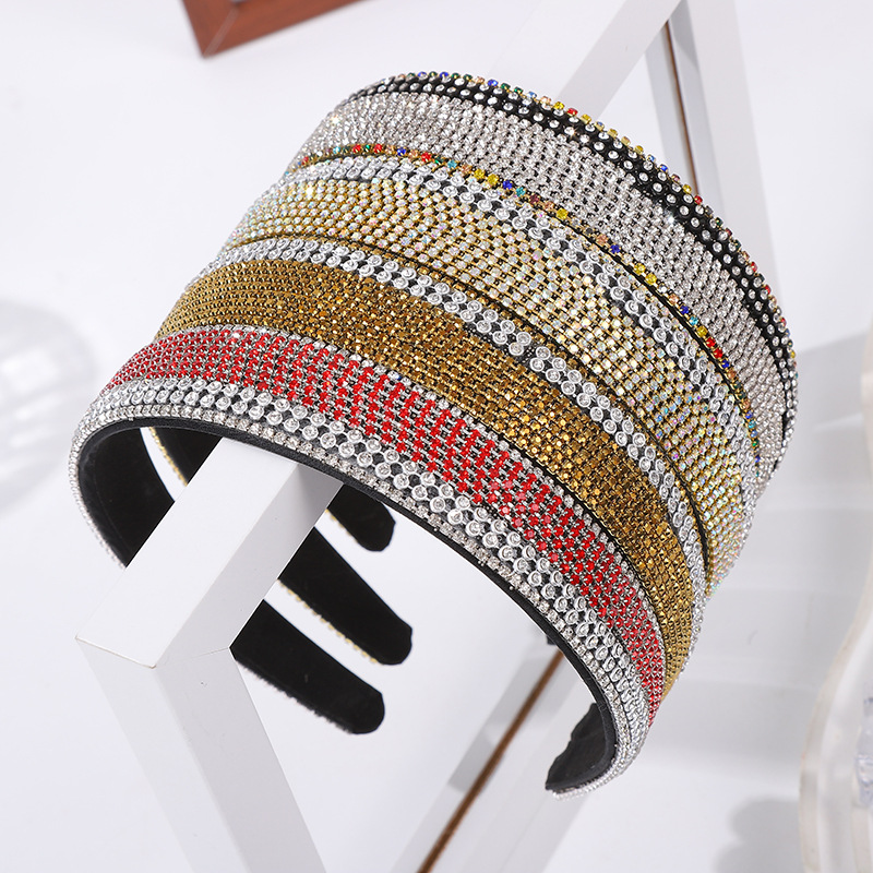 跨境专款镶钻发箍水钻水晶手工黏粘PC底箍内齿防滑批发详情1