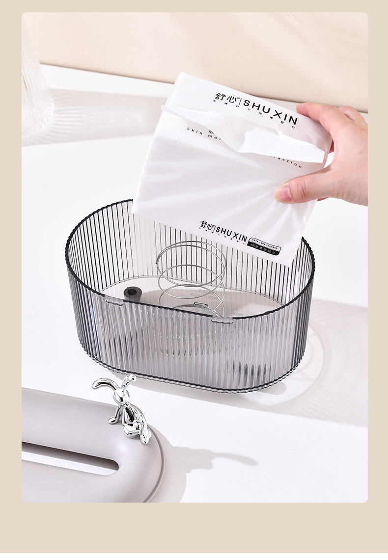 Light luxury bathroom face towel box, storage box, decorative cream-style tissue box, living room coffee table, tissue box, household toilet paper pic 8