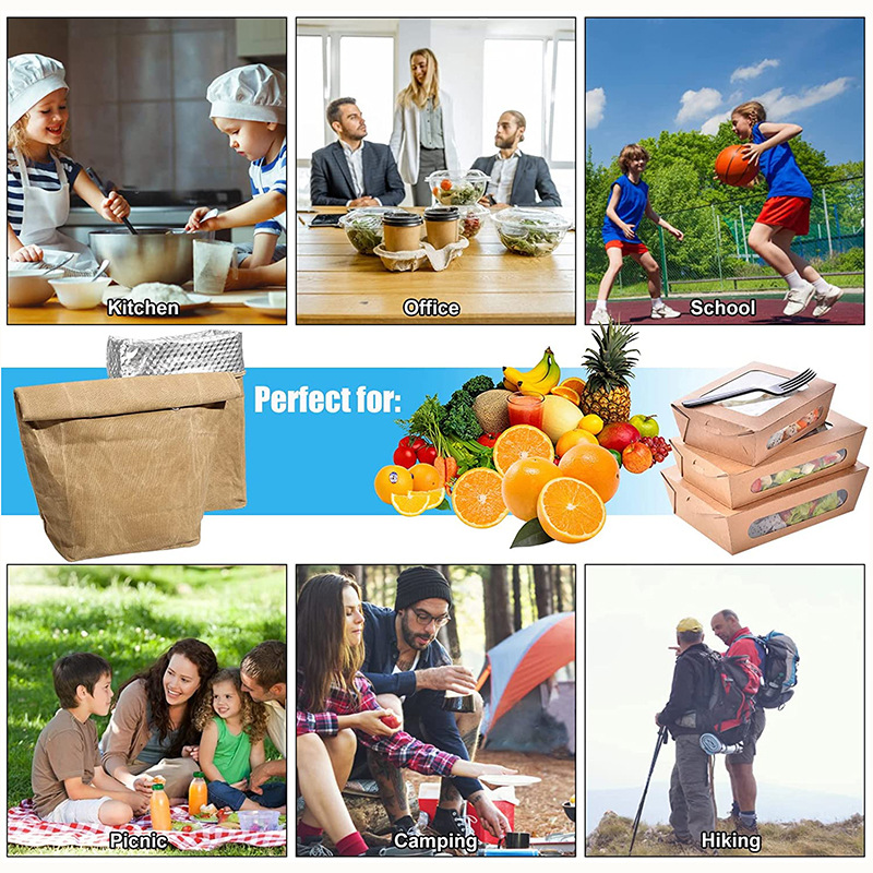 Waterproof and stain-resistant, reusable aluminum foil ice pack lunch box insulation bag, outdoor 8A oil wax canvas lunch insulation bag pic 19