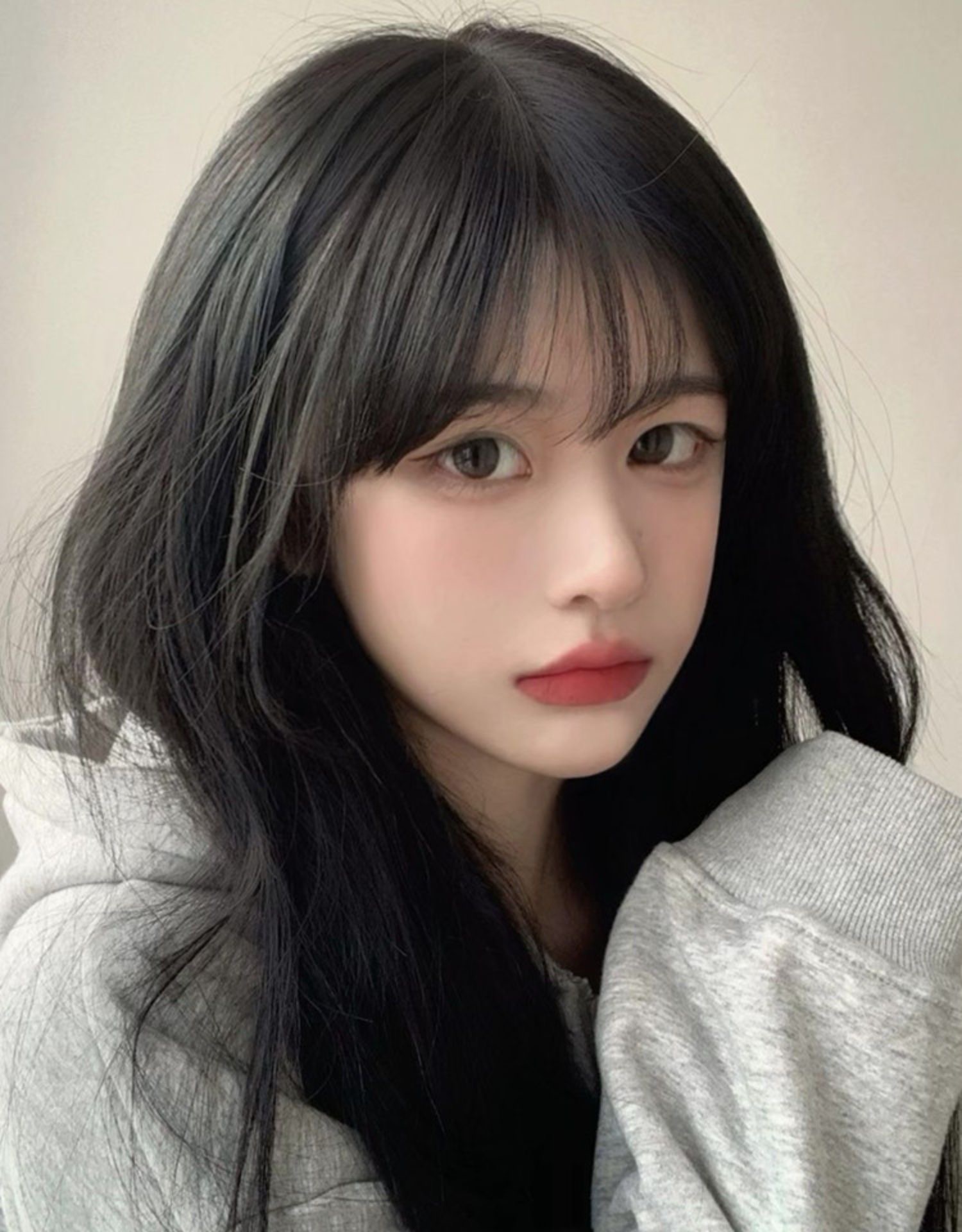 Bubble bean wig, long female hair, cold heart, straight hair, Internet celebrity cosplay air bangs, daily natural full head set pic 13