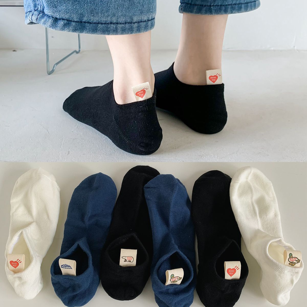 袜子女夏季船袜纯棉不掉跟隐形袜日系百搭可爱学院风浅口低帮短袜详情9