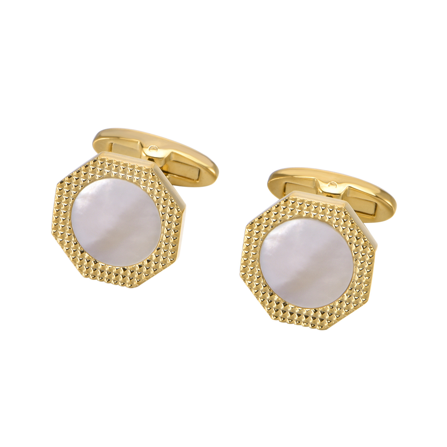 跨境男女士高档经典圆形白玉贝母法式袖扣商务晏会西装衬衫袖口钉详情2