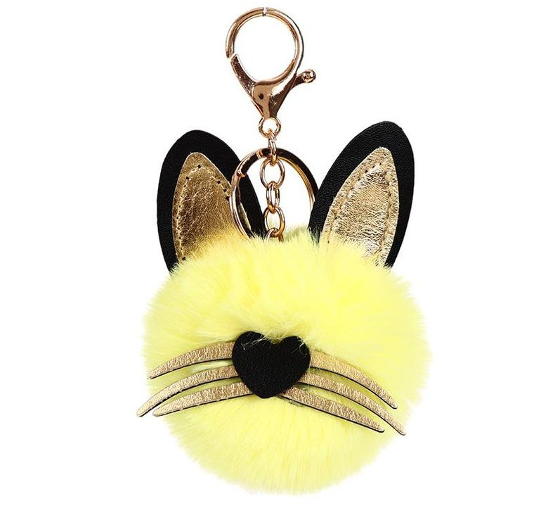 创意小猫咪造型毛球钥钥匙链挂件 时尚皮草包包汽车挂饰批发详情11