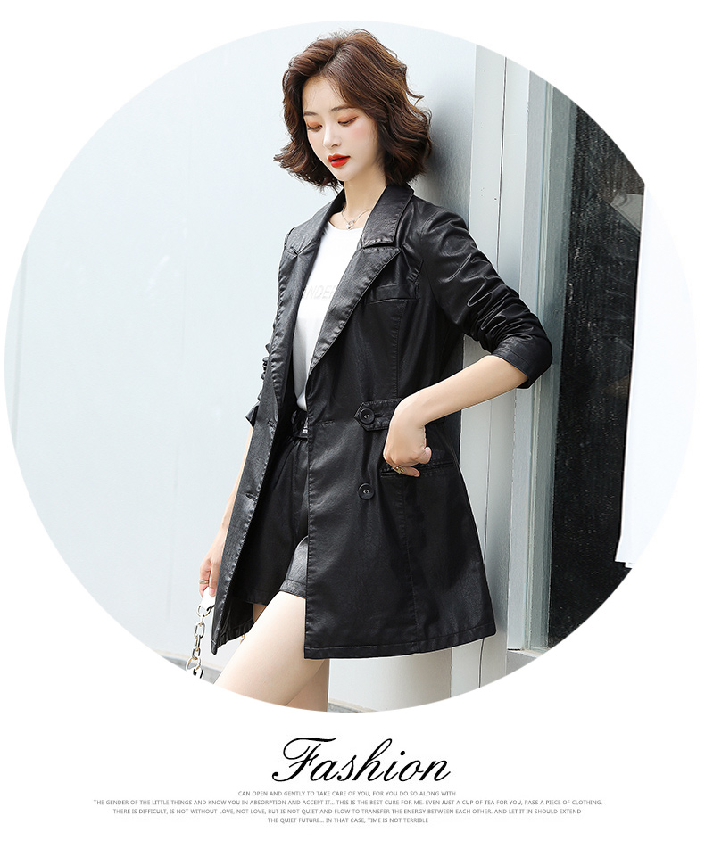 Retro Hong Kong-style casual small suit jacket for women, 2022 Spring and Autumn new Korean-style elegant pu leather suit jacket pic 10