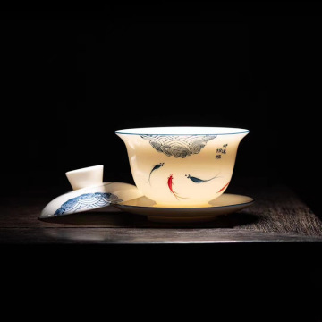 Factory direct sales of Dehua white porcelain jadeite Kung Fu tea cups, personal cups, tea tasting cups, simple household tea drinking ceramic cups pic 10