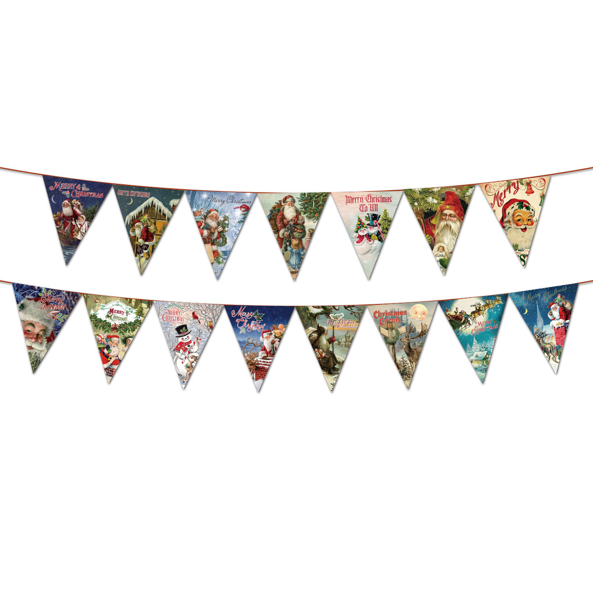 2024圣诞节派对布置拉旗 圣诞Merry christmas装饰复古三角拉旗详情22