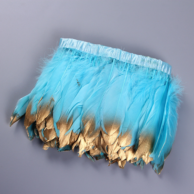 Wholesale from the manufacturer of large goose feather fabric with feather lamps, clothing accessories, DIY handicrafts, decorative colorful feather fabric edges pic 28