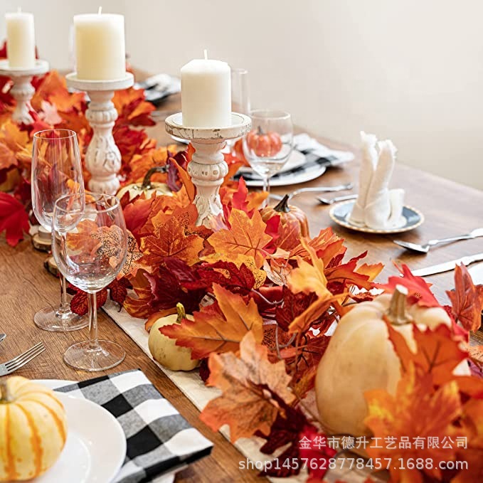 Wholesale of decorative simulation artificial maple leaves, vines, ceiling leaves, plants, flowers, vines and vines pic 5