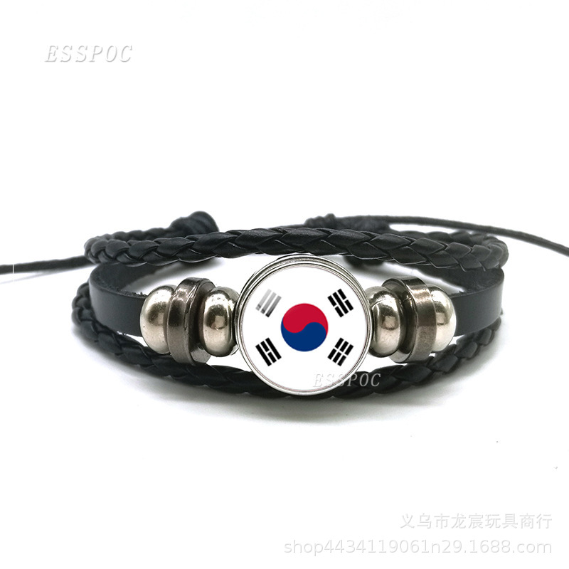 中国国旗手链 世界杯各国国旗 时光宝石手链 个性编织牛皮绳手链详情27