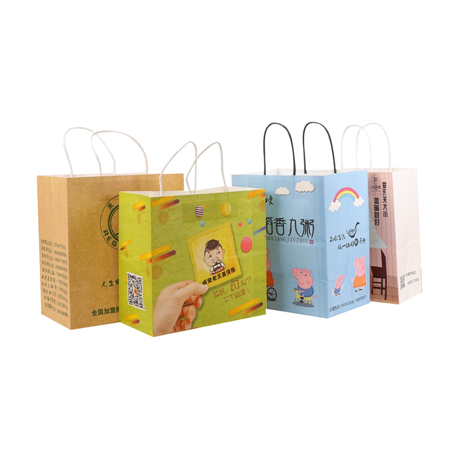 Factory wholesale of cowhide handbags, clothing shopping paper bags, color-printed takeout bags, thickened eco-friendly packaging bags pic 2