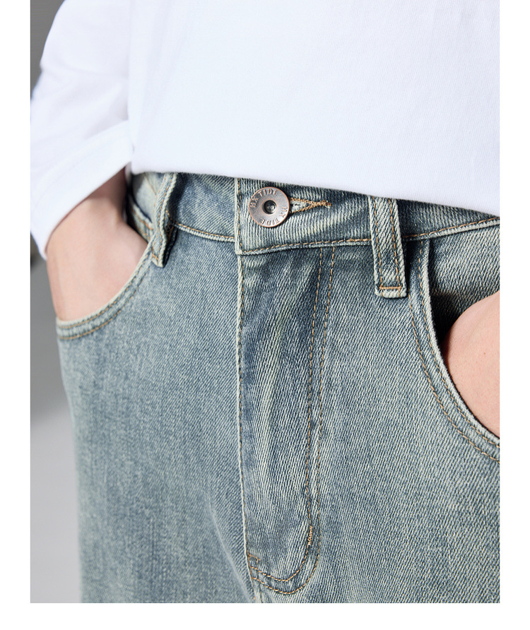 Mermack 13-ampere cotton blended washed jeans for men 2024 autumn new mid-waisted tapered long pants 97246 pic 18