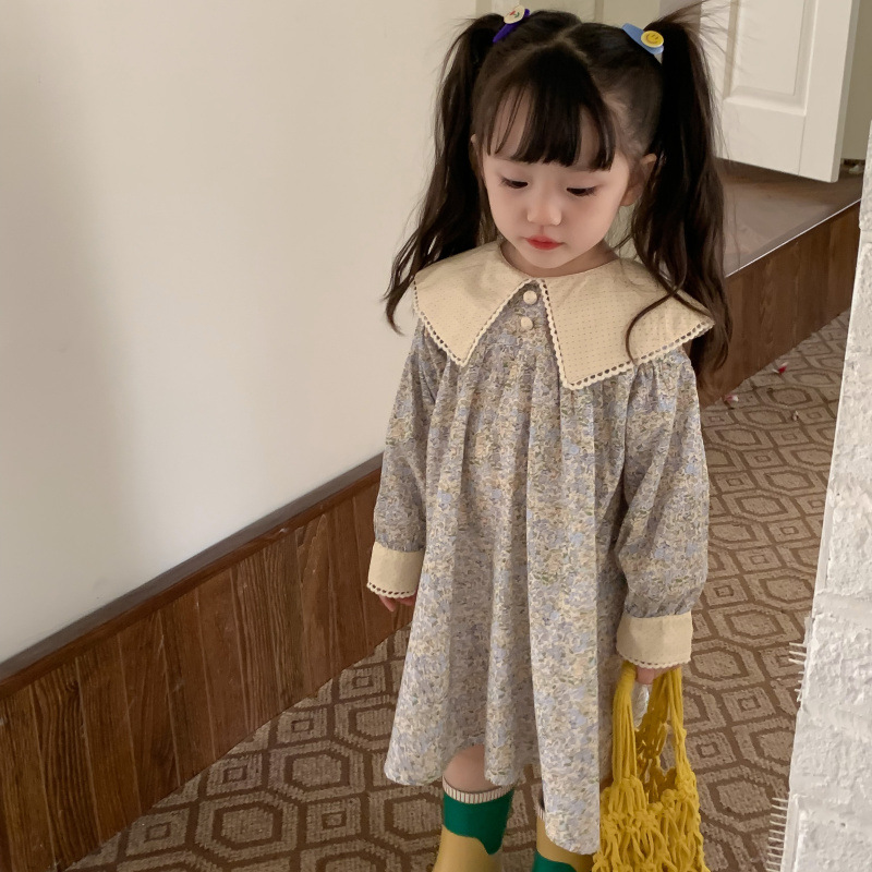 韩国童装女童碎花连衣裙春装洋气儿童娃娃领气质宝宝甜美公主裙子详情11