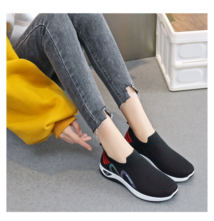 2023新款飞织一脚蹬袜子口休闲女鞋按摩底透气妈妈鞋健步运动鞋详情33