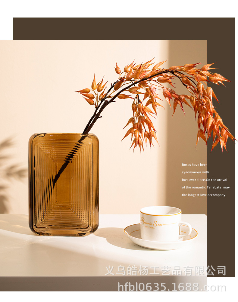 2020 New creative geometric glass vase for living room, dining table, entrance hall, dried flower arrangement decoration, light luxury style pic 8