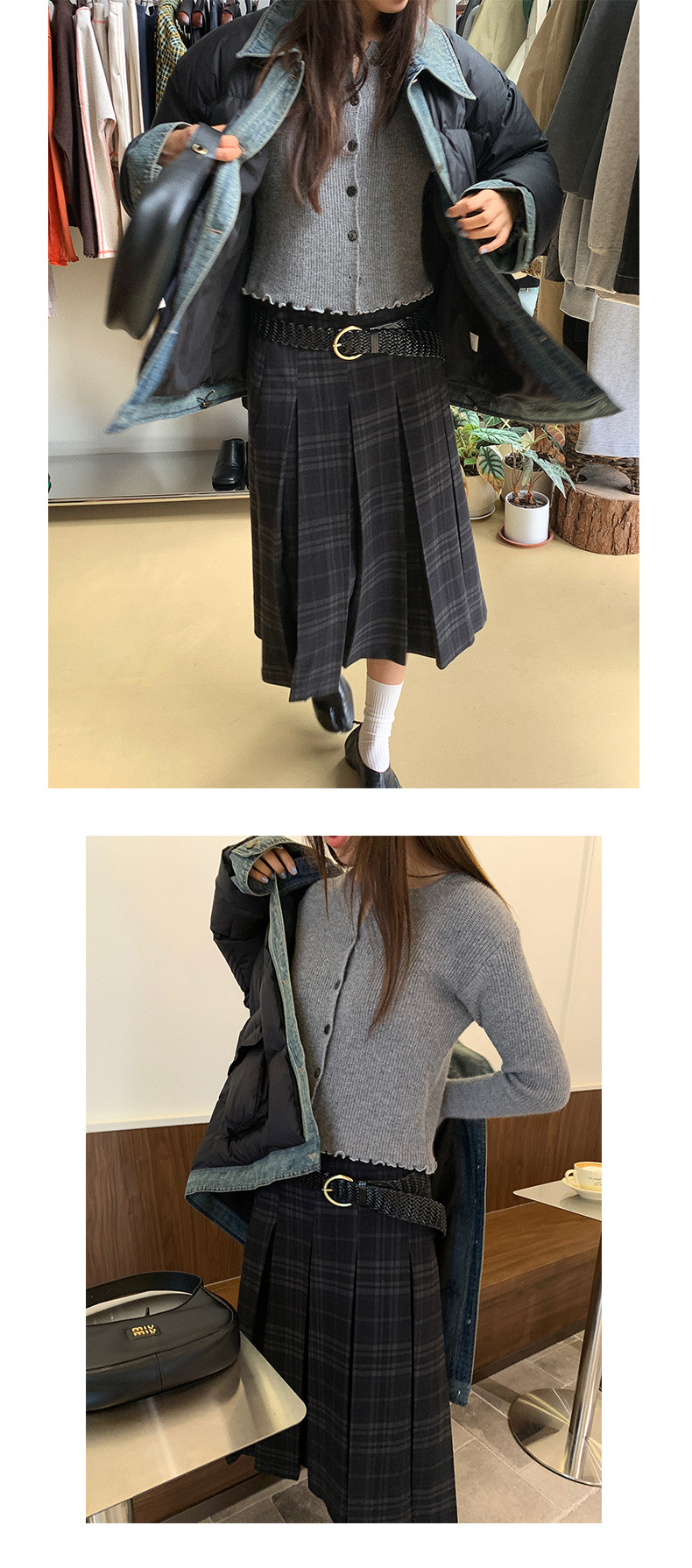 Qumeng DT CLASSIC Retro patchwork fake two-piece denim down jacket for women, 90 white duck down winter coat for women pic 43