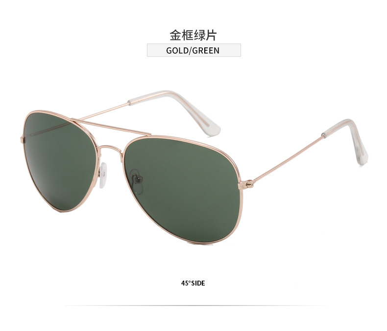 工厂批发男款时尚金属框太阳镜多色商务风飞行员蛤蟆通用款墨镜详情23