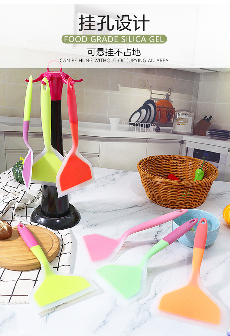 Tamagoyaki silicone spatula, non-stick pan, silicone spatula, double-color handle flat pan, tamagoyaki spatula in stock for wholesale pic 10