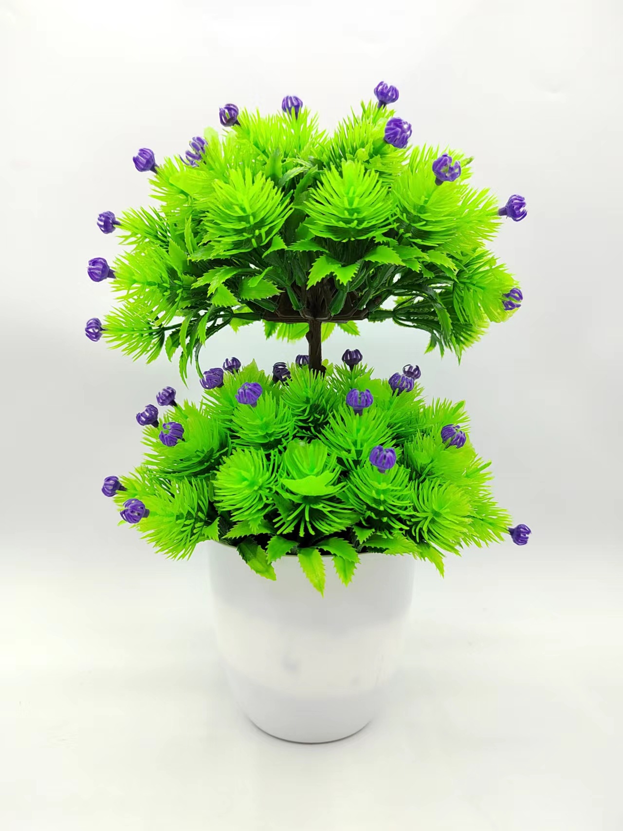 Hongsheng Simulation Technology: Double-layer simulation flower trees, green plants, simulation bonsai furniture, decorative garden artificial flowers pic 4