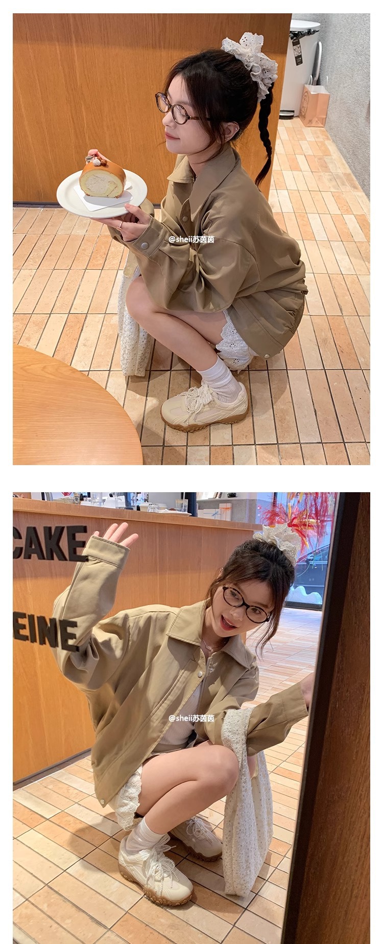 苏茵茵月牙底运动鞋蕾丝珍珠鸳鸯带厚底休闲鞋女德训鞋女小白鞋详情22