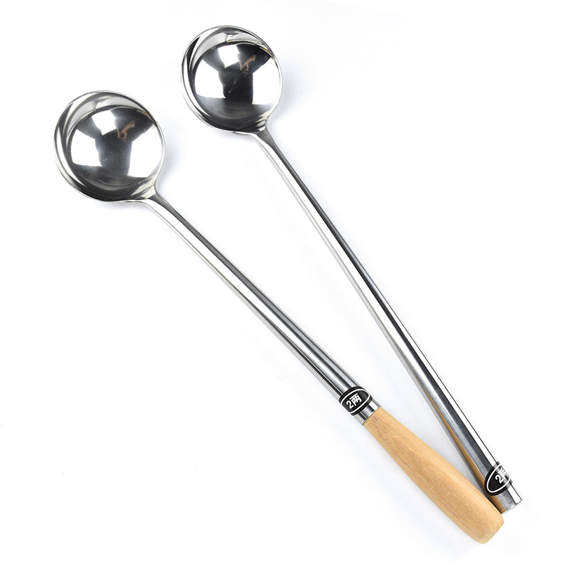 304 201不锈钢炒勺家用炒菜勺子 厨师专用马勺 长柄汤勺加厚手勺详情23