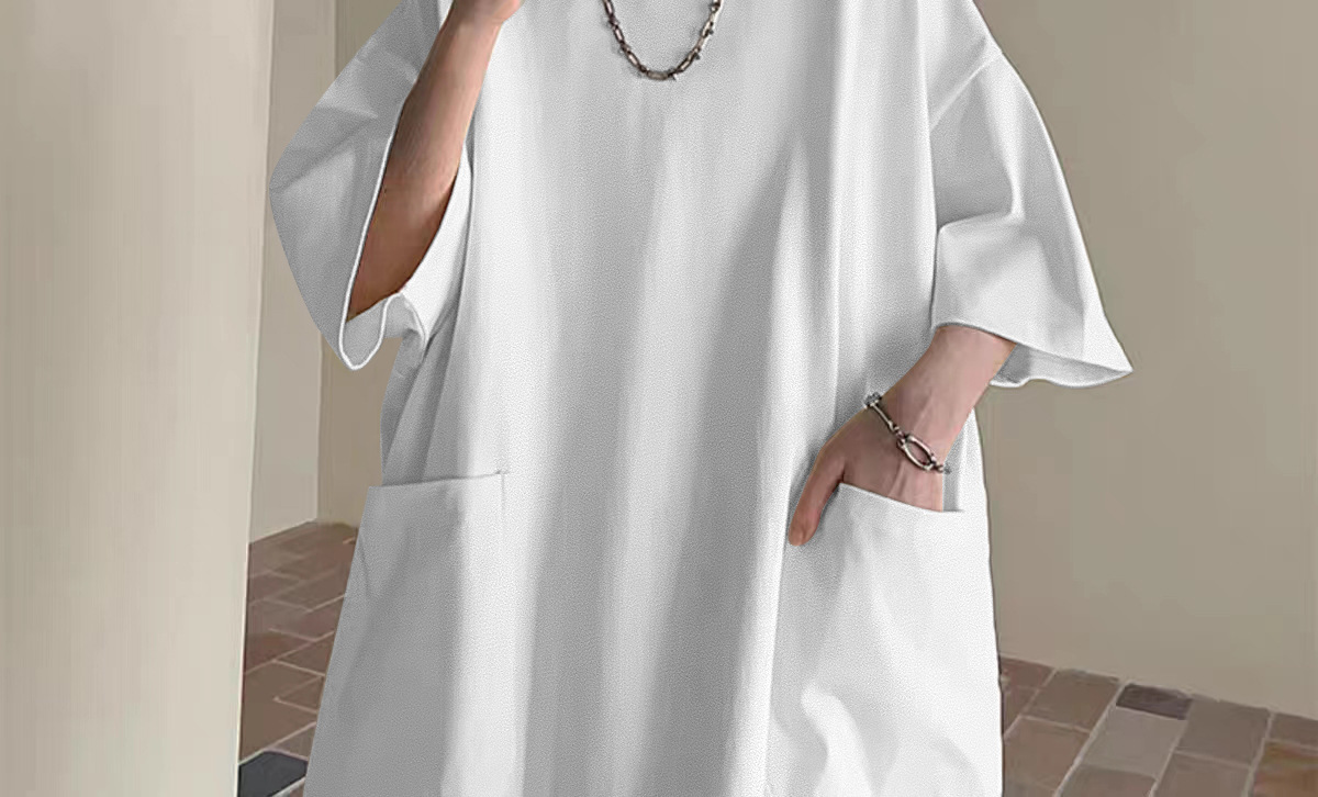 Large pocket T-shirt for men, short sleeve, summer clothing, trendy brand, fashionable and versatile, design sense, niche, heavyweight three-quarter sleeve pic 7