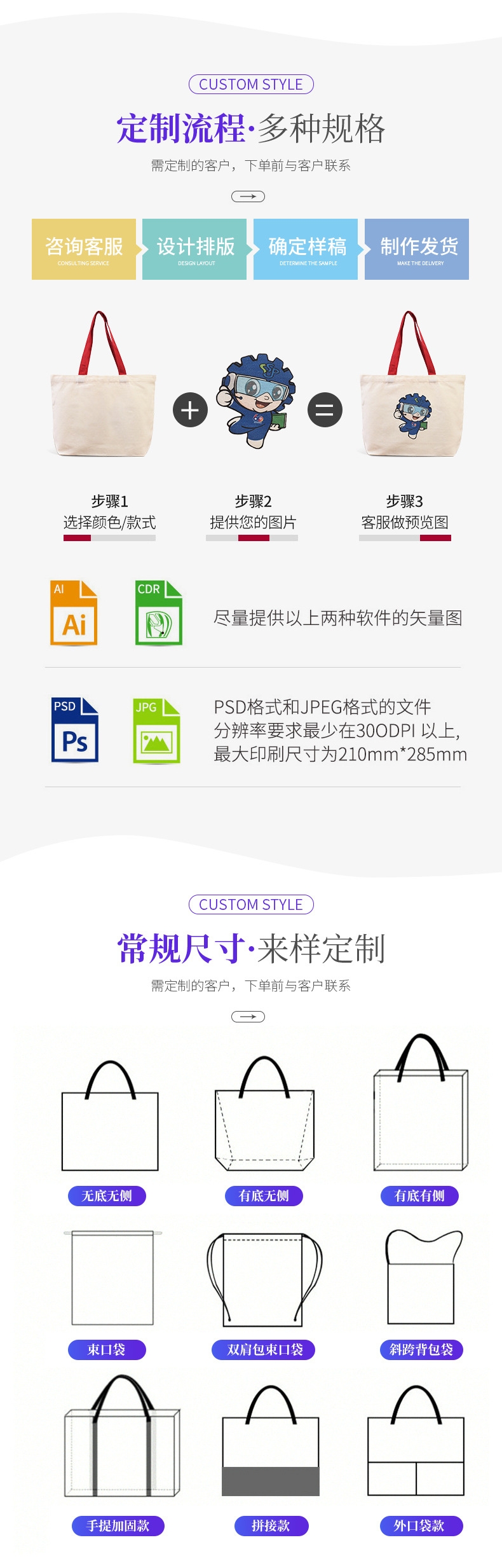 现货12安涤棉空白广告手提帆布袋购物包棉布袋定 制logo详情7