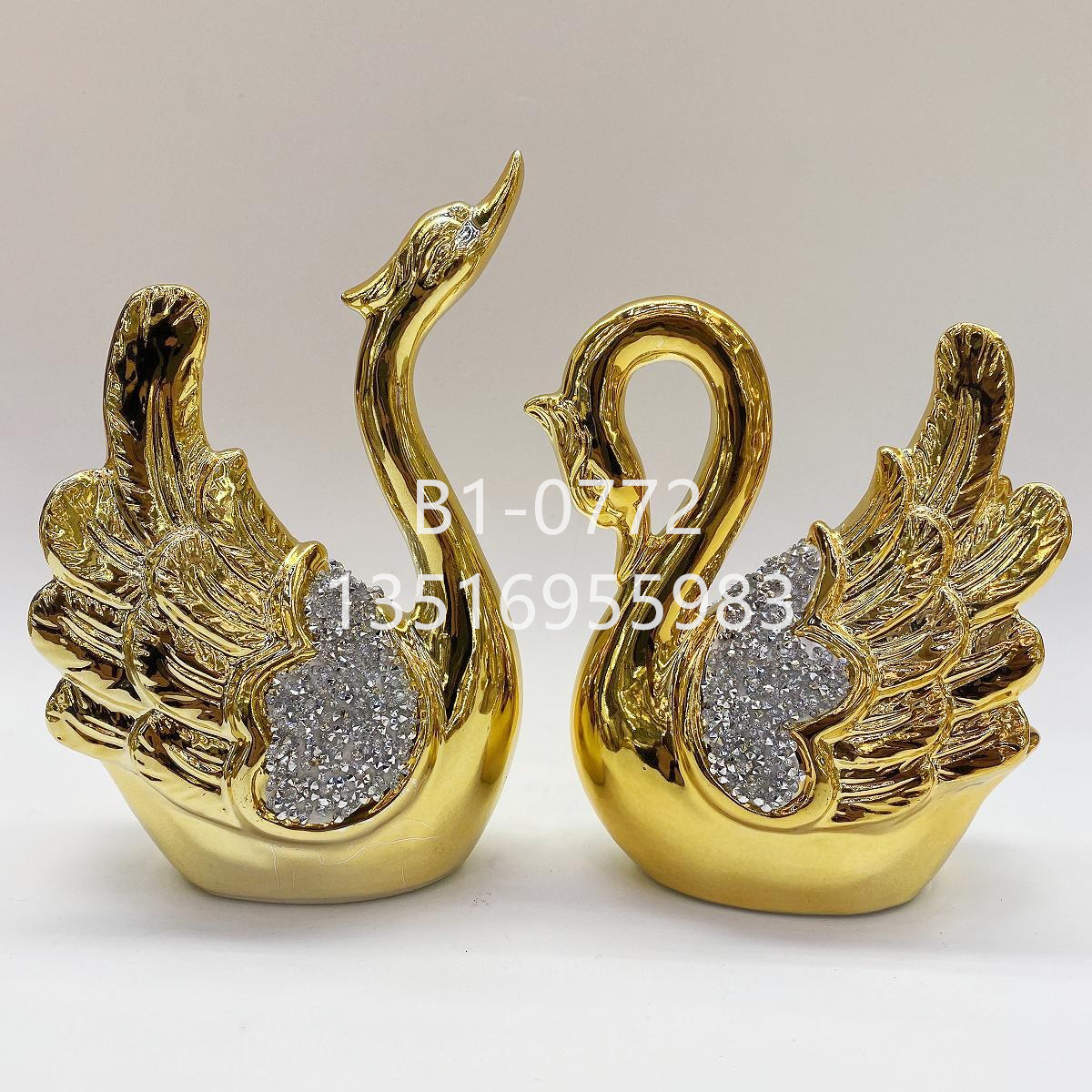 Modern light luxury ceramic elephant handicrafts decorated with gold-plated animal ornaments for the living room entrance hall vase arrangement pic 5