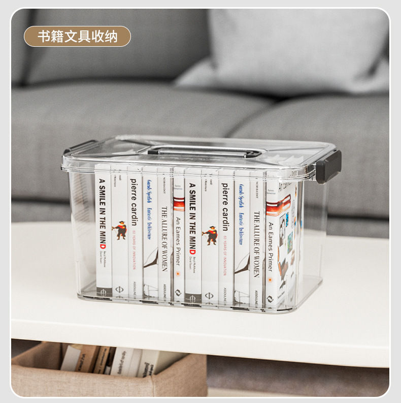 Portable transparent storage box, book storage box, toy and miscellaneous storage box, thickened PET storage box pic 7