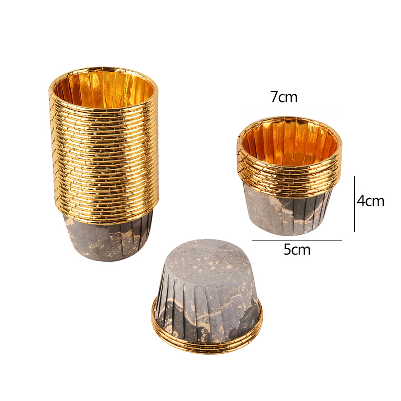 大理石纹单面金蛋糕纸杯10杯+10盖/桶详情4