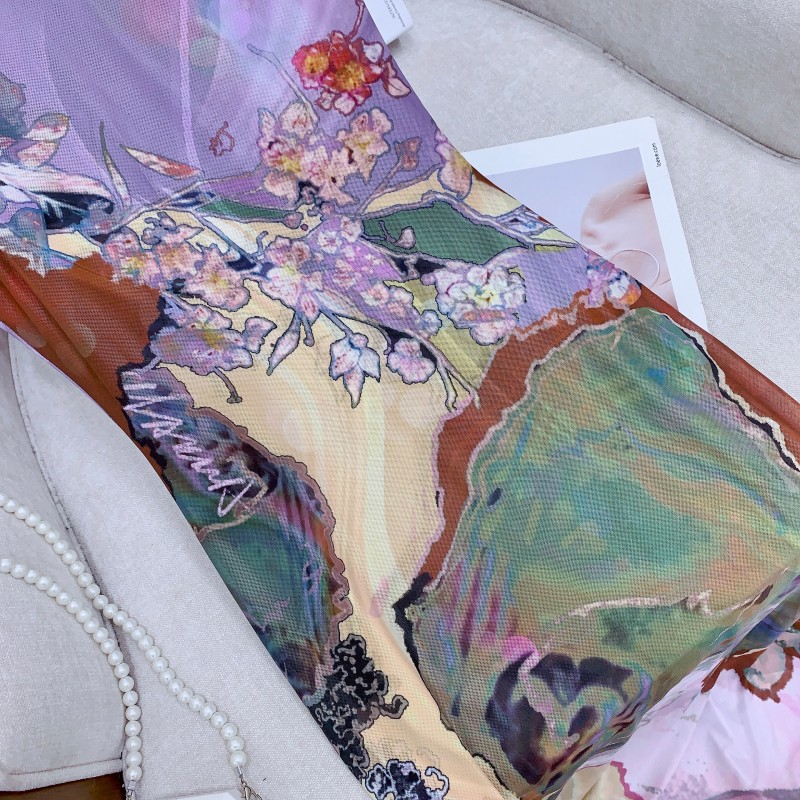 现货OfAki新中式前后两穿撞色旗袍连衣裙女印花鱼尾背心裙详情31