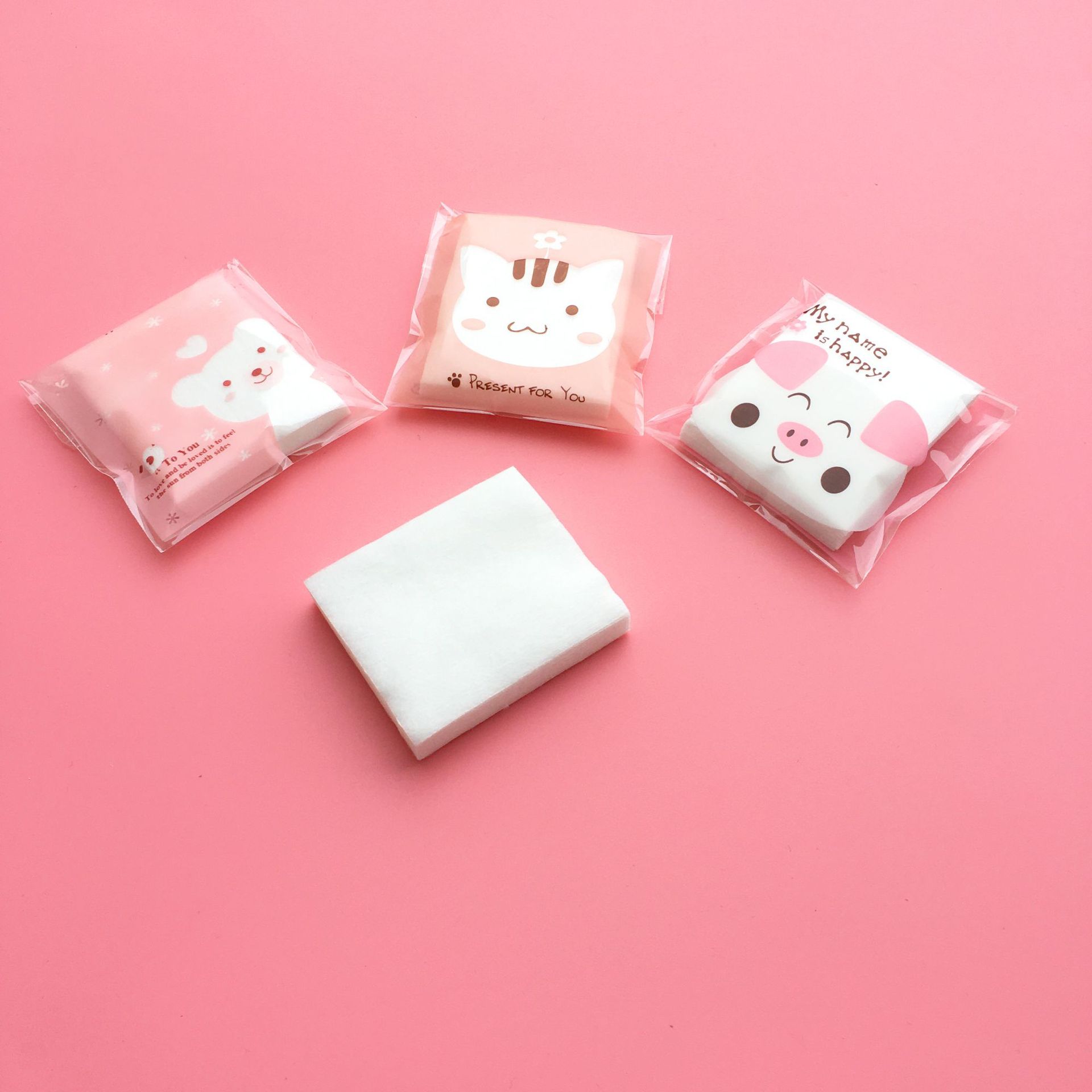 Factory wholesale beauty tools, cute cartoon bag packaging, portable makeup cotton pads, wet compress cotton pads, thin makeup remover cotton pads, exclusively for foreign trade pic 2